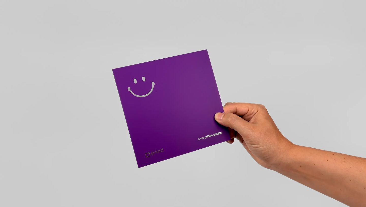 Cartão de agradecimento com hot stamping