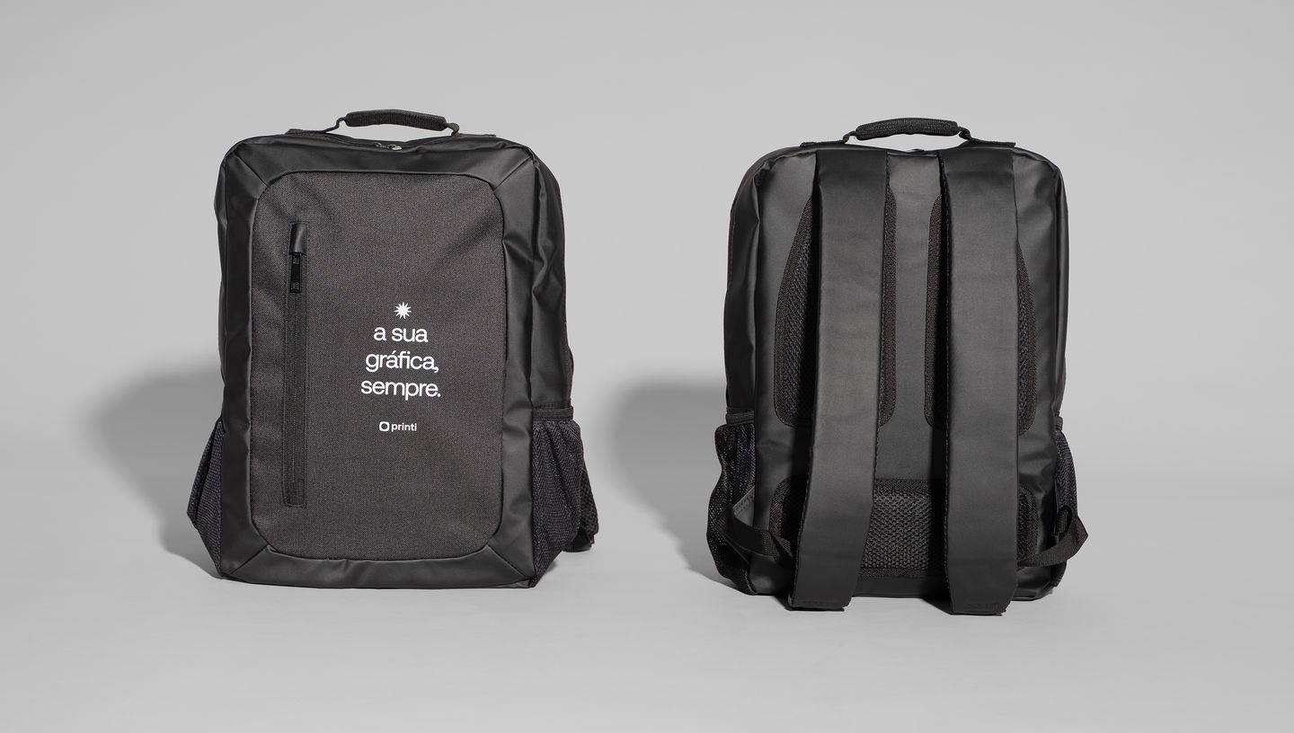 Mochila Notebook 15.6 Bangkok preta frente e verso