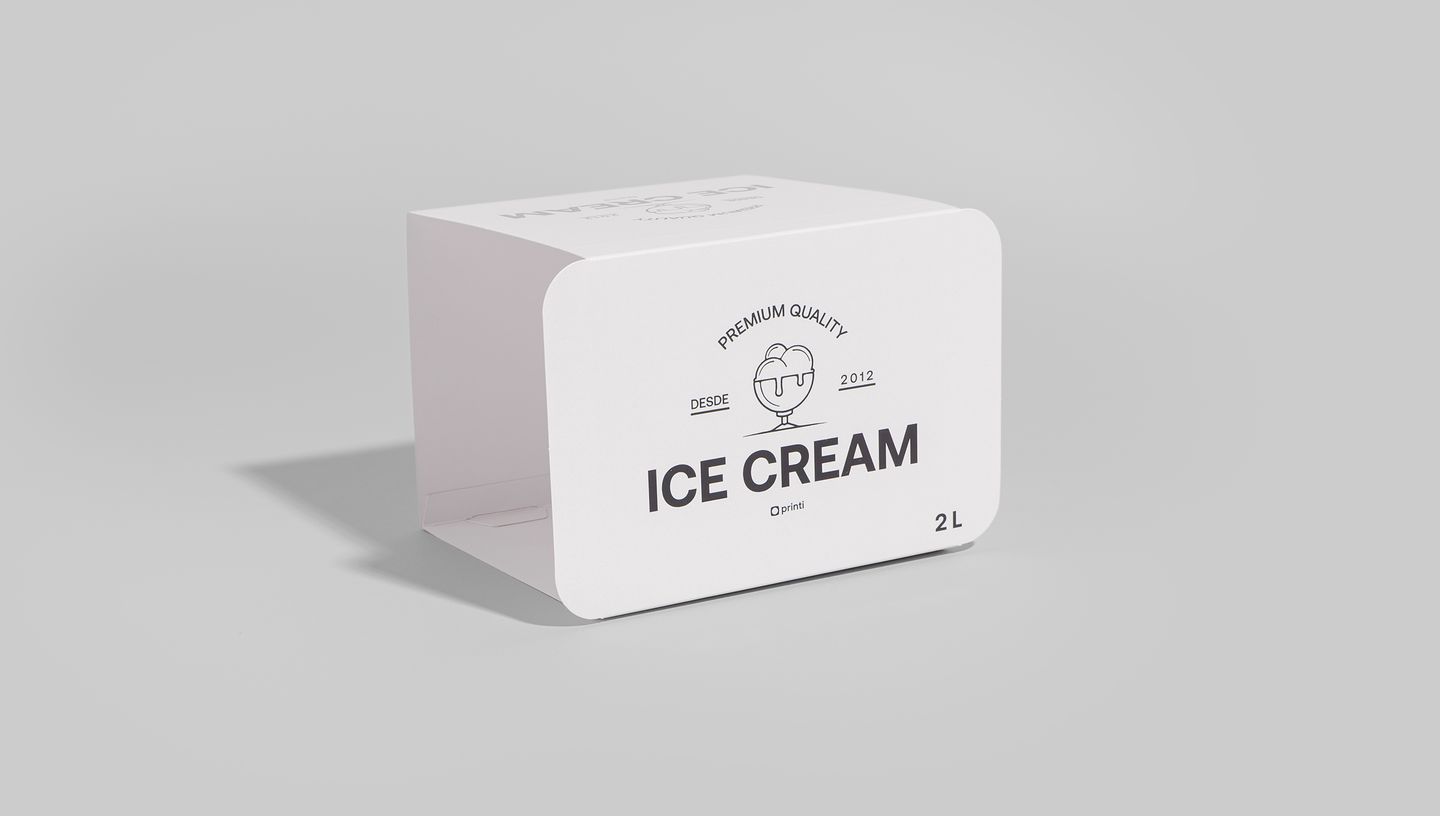 Cinta para pote de sorvete da cor branca com o nome Ice Cream