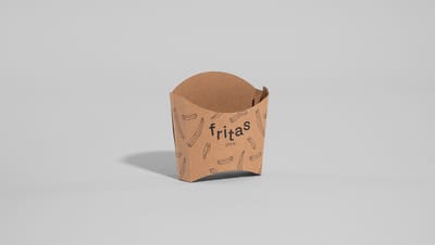 Embalagem batata frita da Printi em fundo cinza