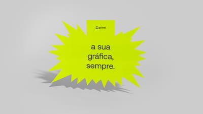 Cartão Splash na cor verde com logo e slogam da Printi.