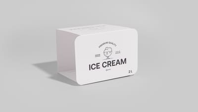Cinta para pote de sorvete da cor branca com o nome Ice Cream