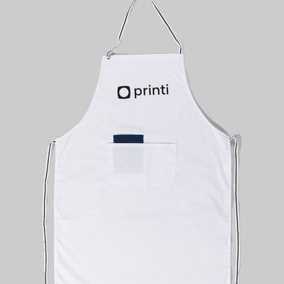 Avental personalizado branco com bolso e logo da Printi