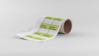 Rolo de etiquetas adesivas personalizadas da Printi com impressão de alta qualidade para produtos artesanais e identificação de embalagens.