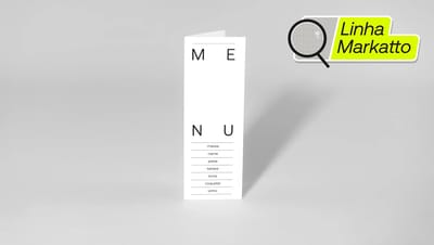 Cardápio de papel personalizado com uma dobra, impresso em papel da linha Markatto