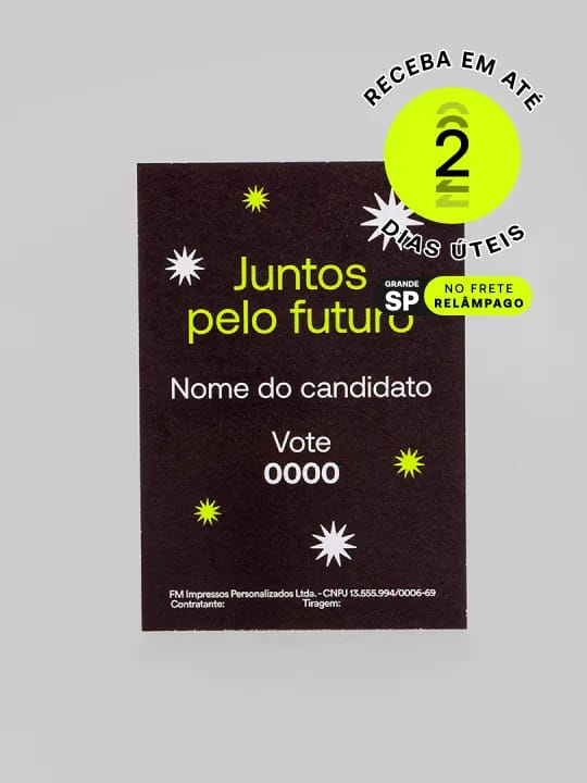 Santinho personalizado com sua identidade visual. Ideal para brindes e divulgação.