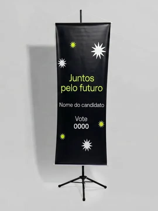 Banner eleitoral personalizado para campanhas políticas, ideal para eventos, divulgação e comunicação visual de candidatos.